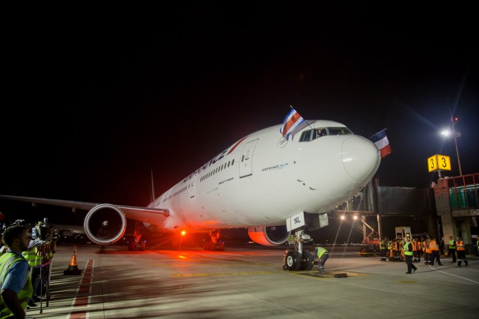 llegada vuelo inaugural AirFrance a Costa Rica